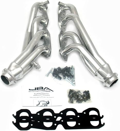 JBA 1823SJS 1-3/4" Shorty Stainless Steel Silver Ceramic Exhaust Header for GM Truck 7.4L 96-00