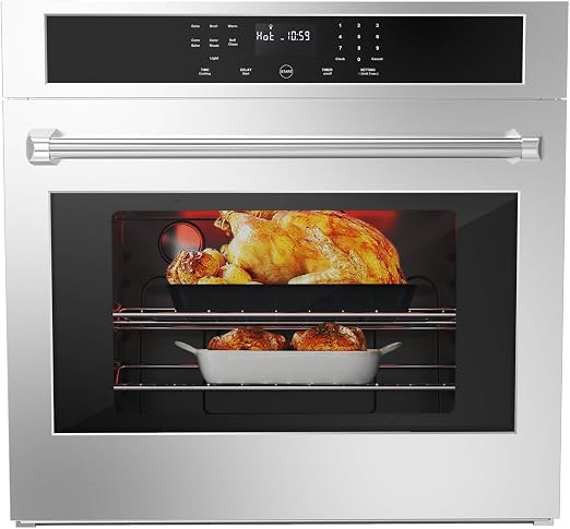 30 Inch Built-In Electric Single Wall Oven - 3D Convection, 4.8 cu. ft. Capacity, Touch Glass Control, Temperature Probe, Safety Lock, 6 Rack Positions, 3800W, CSA Certified (Silver)