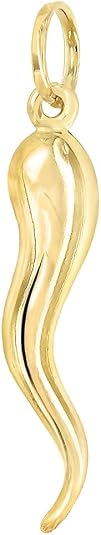 Lucchetta - Men's Large Italian Gold Horn Pendant Charm 14k - Suitable for Gifting - Hypoallergenic Made to Last - Authentic Unisex Jewelry from Italy