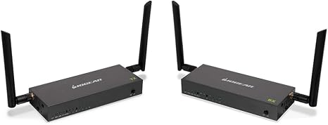 IOGEAR Long‑Range Wireless 4K HDMI Transmitter & Receiver Kit (Core Kit), Up to 600 ft/182 m Range, IR/RS‑232, USB KVM, Keyboard Mouse Extender, Local 4K 60 Pass‑Through (GWLRSSKIT4K)