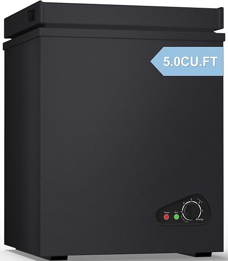 TABU 5.0 Cubic Feet Chest Freezer, Compact Deep Freezer, Black