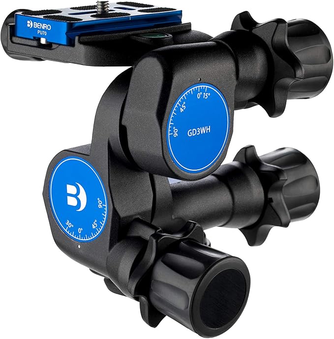 Benro Precision Geared Tripod Head, Ideal for Studio and Still Life, Arca-Swiss Compatible Quick Release Plate, 13.2 lb. Capacity- Black (GD3WH)