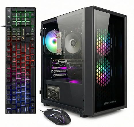 STGAubron Gaming PC Desktop,Intel i7 Xeon E5,RX 550 4G,16G RAM,512G SSD | Gaming Computer Tower for Streaming,Video Editing,Home,School,E5 up to 3.0GHz,ARGB Fan,WiFi 6,BT 5.0,4K DP,HDMI,Win11 Home