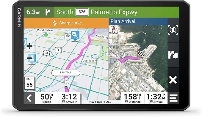 Garmin RV 895, 8" GPS Navigator, Custom Routing, High-Resolution Birdseye Satellite Imagery, Directory of Parks and Services, Landscape or Portrait View Display (Renewed)