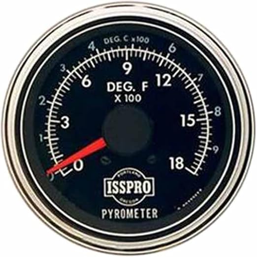 Isspro 3 Inch Chrome Electric Pyrometer Gauge 0-1800 Degree