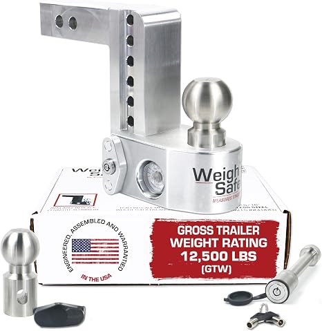 Weigh Safe Trailer Hitch Ball Mount, 6" Drop, 2" Receiver, Weight Scale