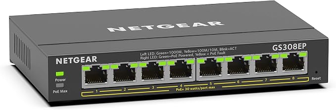 NETGEAR 8 Port PoE Gigabit Ethernet Easy Smart Managed Switch (GS308EP)