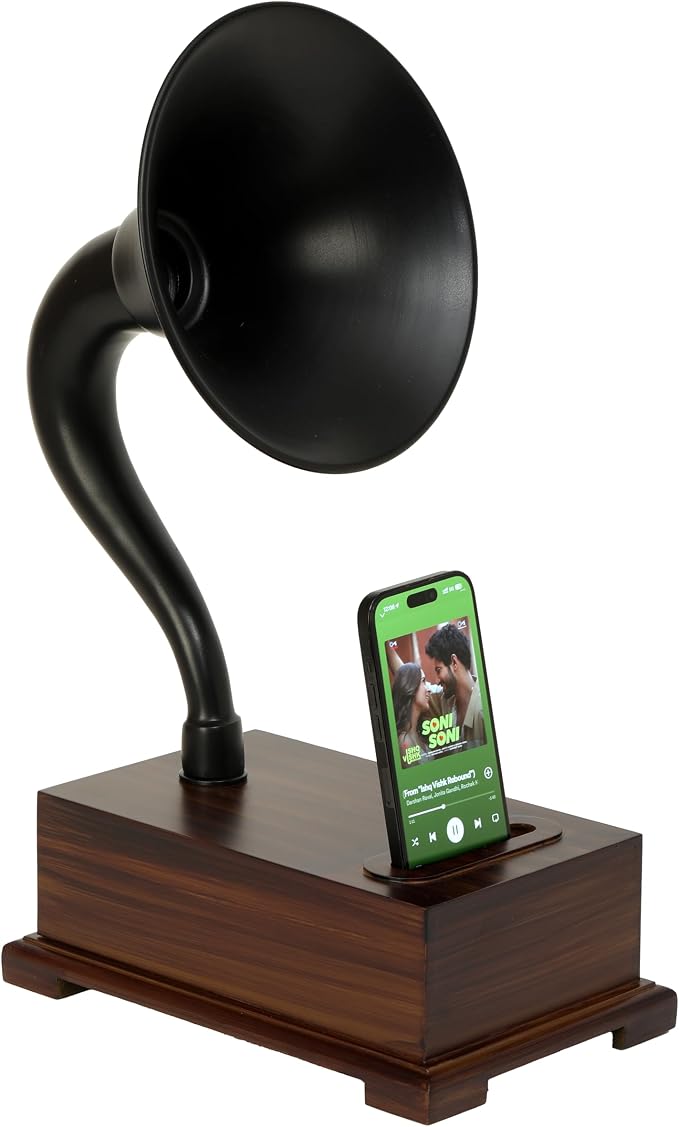 Acoustic Gramophone Smartphone Amplifier Stand, Black