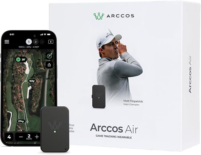 Arccos Air (12 mo Membership Included) | Automatic Golf Game Tracking System w/ AI GPS Rangefinder & Strokes Gained Analytics, Arccos Club Smart Sensors not required