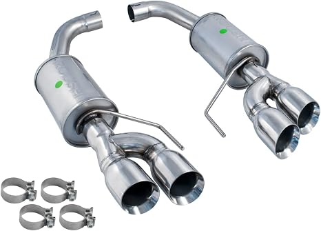 ROUSH 422097 Axle Back Quad Tip Exhaust for 2018-2022 Mustang GT silver