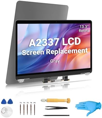 A2337 Screen Replacement 13.3" for 2020 MacBook Air 13 inch M1 | Retina Display Assembly | Full LCD Screen（Grey）