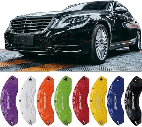 4pcs Brake Caliper Covers Compatible Front Rear Wheel Size for Mercedes Benz Accessories (White, for S Class)