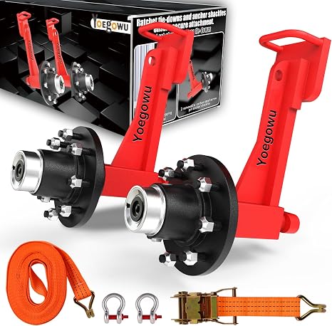 2-Pack Shipping Container Wheels Kit with 8 Lug Bolt-On Spindle,Heavy-Duty Shipping Container Axles for Up to 40ft Containers, 15000LB Capacity, Shipping Container Accessories (8 Lug x 6.5)