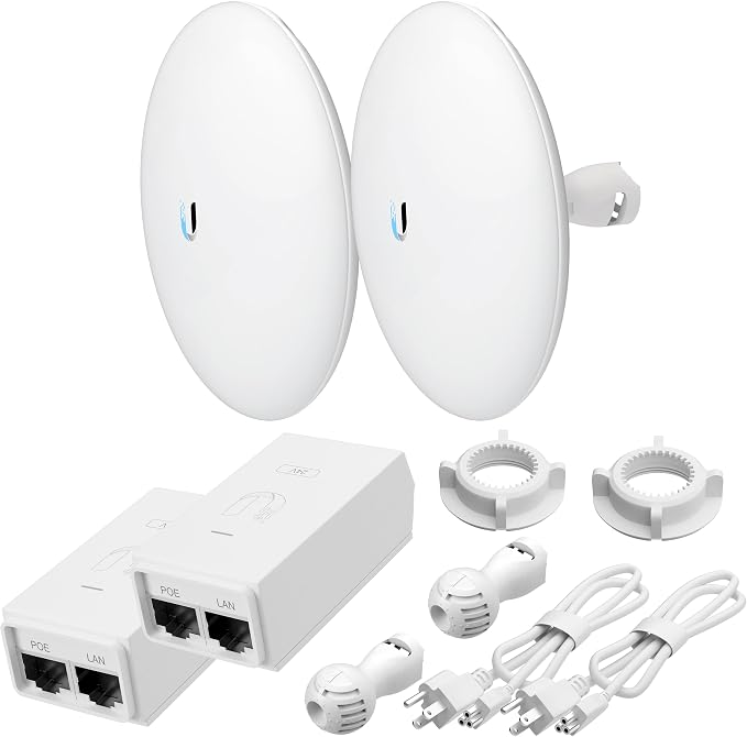 Wireless Bridge NBE-5AC-GEN2 PRE-CONFIGURED Bundle of 2 Outdoor Point-to-Point Wi-Fi Bridge, Plug and Play, 450+ Mbps Speed, 15+ km Range