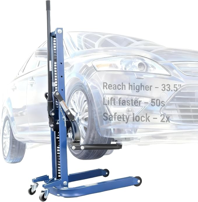 Portable Car Lift, Single Post Mobile Type, Supports Vehicles Up to 8800 LBS, Multi-Functional for Cargo Handling, Car Lift for Garages and Home or Outdoor, 24-Month Parts Replacement