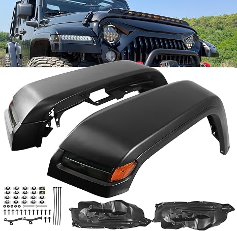 Front Fender Flares with Lights fit for Jeep Wrangler JK JKU
