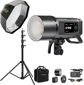 Flashpoint XPLOR 600w PRO II TTL R2 2.4GHz Battery-Powered All-in-One Outdoor Flash, Bundle with, 48" EZ Lock XL Softbox with Bowens Mount + 9' Air-Cushion Heavy-Duty AutoStand, Black (1)