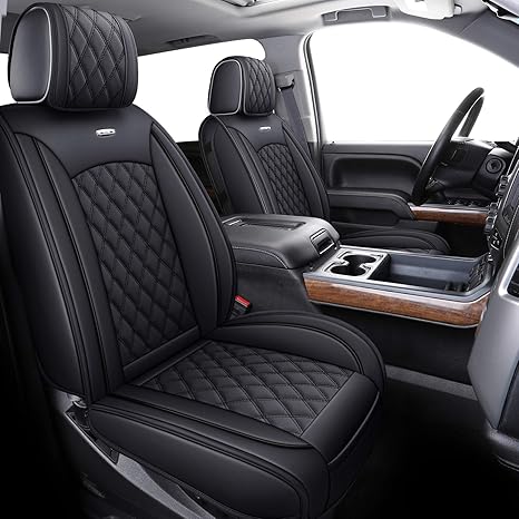 Seat Covers Chevy Chevrolet Silverado GMC Sierra 2007-2026 1500 2500HD | Aierxuan 3500HD Truck Pickup Waterproof Leather Protectors Custom Fit Trail Boss Z71 Crew Double Extended Cab Full Set Black