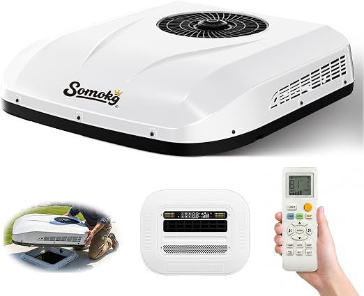 12V RV Air Conditioner | 11000 BTU with Heating | Ultra-Low Power Draw | 43LBS Mini 1-Person DIY Install | Quiet 12 Volt DC Battery Powered Camper AC Unit for Off-Grid Camping, Vans, Trucks, Trailers