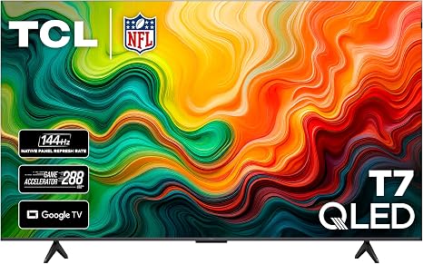 TCL 65" T7 4K QLED Google TV with 144Hz Gaming (65T7) | Smooth Motion for Sports & Gaming