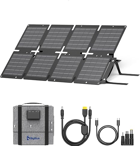 BigBlue 60W Portable Solar Panels with PD 45W USB-C, 20W USB-A, DC Outputs