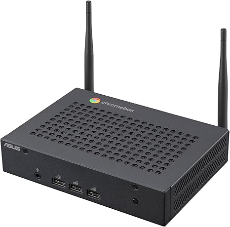 ASUS Fanless Chromebox CF40 with Intel Celeron N4500 Processor, 8GB DDR4 RAM, 128GB eMMC SSD, Aluminum Chassis, USB-C, HDMI, WiFi 6 & Bluetooth 5.2, Chrome OS, VESA Mount Included (CF40-BC0161UN-O)