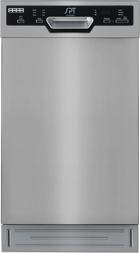 SPT SD-9254SSB 18″ Wide Built-In Stainless Steel Dishwasher w/Heated Drying, ENERGY STAR, 6 Wash Programs, 8 Place Settings and Stainless Steel Tub