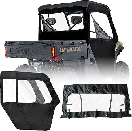 QYMOTO Uforce 600 Doors and Rear Windshield,Double-Layer Oxford Cloth Upgraded Zipper Soft Cab Enclosures Compatible with CFMOTO Uforce 600