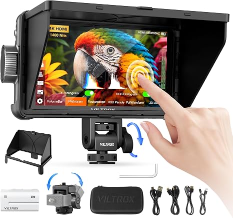 VILTROX DC550 Pro II 5.5" 4K@60 HDMI2.0 Field Monitor(2026) 1400nits Touch Screen Camera Monitor with USB-C/Wi-Fi Kamera Control Onion Skin for Stop Motion 3D LUT Zebra Waveform Video Monitors