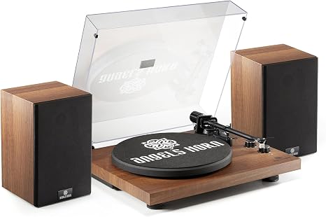 ANGELS HORN Vinyl Record Player Hi Fi System with Stereo Bookshelf Speakers