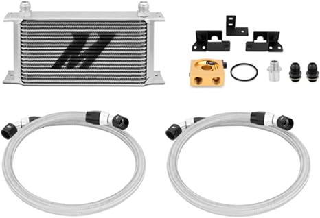 Mishimoto MMOC-WRA-07T Oil Cooler Kit Thermostatic Compatible With Jeep Wrangler JK 2007-2017 Silver