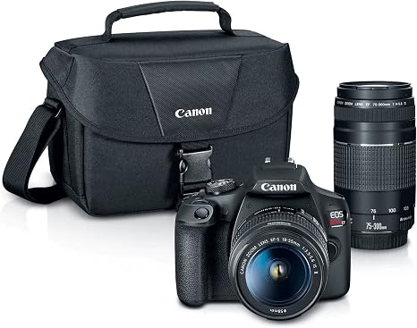 Canon EOS Rebel T7 DSLR Camera Double Zoom Lens Kit with EF-S 18-55mm and EF 75-300mm Lenses, 24.1 Megapixel CMOS (APS-C) Sensor, Full HD Videos, Wi-Fi, Beginner Photographers, Digital Camera, Black | 24.1 Megapixel CMOS (APS-C) Sensor, Full HD Videos, EF