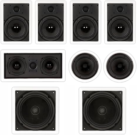 Theater Solutions TST87 Flush Mount 7.2 Speaker Set 8" in Wall and Ceiling