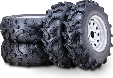 WANDA ATV Tire & Wheel Set 25x8-12 25x10-12 on 4x110mm PCD 5+2 Silver Rims