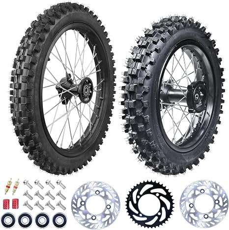 3.00-14 90/100-14 Rear And 2.75x17 70/100-17 Front Wheel Dirt Bike Rim With 15mm Bearing for 110cc 125cc 140cc 150cc 160cc TTR125 RM80 RM85 KLX140R DB17 DB27 Apollo RFZ SSR Baja Pit Bike
