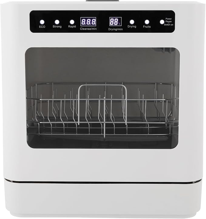 Countertop Dishwasher 800W Portable Mini Dishwasher 6.8L/1.8 Touch Controls Gallon Portable Dishwasher Countertop with 360° Rotating Spray for Apartment RV Dorms