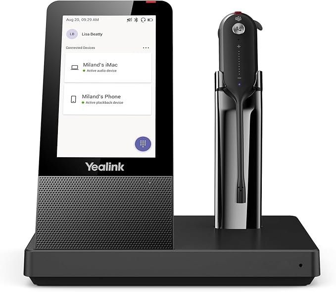Yealink WH67 Wireless DECT Headset,Office Single Ear (Mono) Headset | Teams Certified,Compatible with Desk Phone, PC, Mobile Phone, Noise Cancelling Mic,394ft Range,8H Talk Time