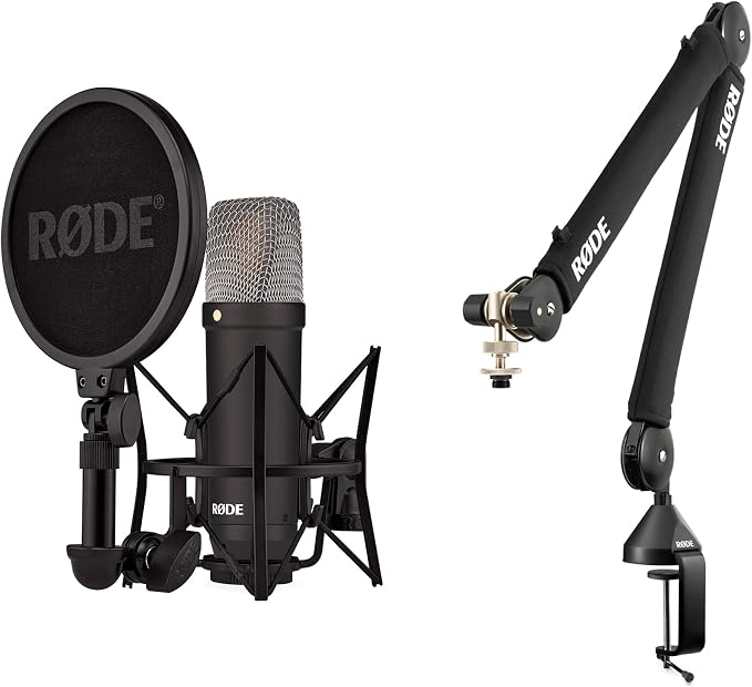 RØDE NT1 Signature Series Condenser Microphone Bundle with SM6 Shockmount, Pop Filter, PSA1+ Studio Arm, and Cable Management