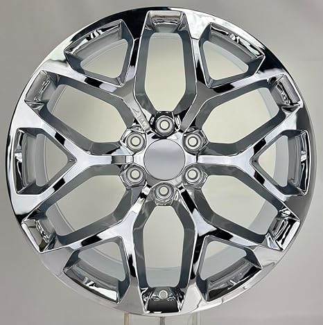 22" Chrome Snowflake Wheel 22x9, 6x139.7/6x5.5 bolt pattern rim fits Silverado Suburban Tahoe Sierra Yukon Escalade Hollander: 5668