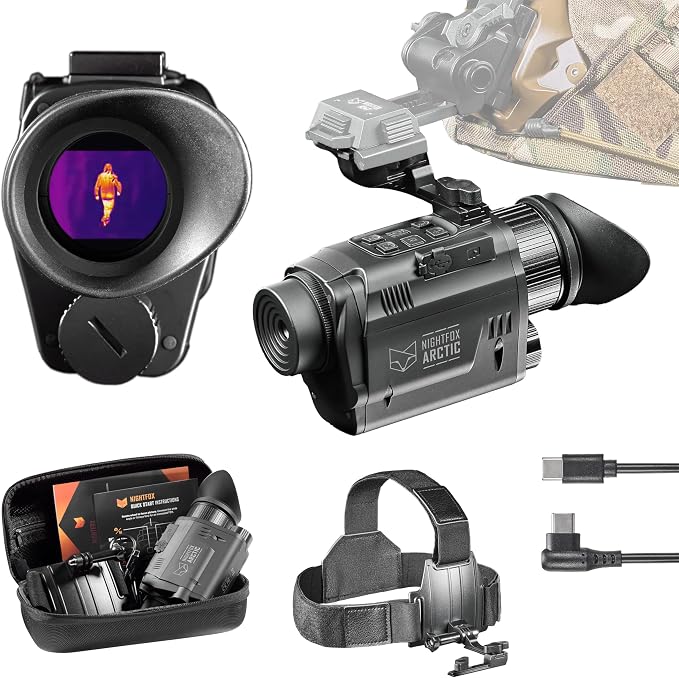 Nightfox Arctic Thermal Night Vision Monocular | Head or Helmet Mounted, Low Latency 50fps Thermal Camera, IP65 Waterproof, 24° FOV, 256*192 Resolution