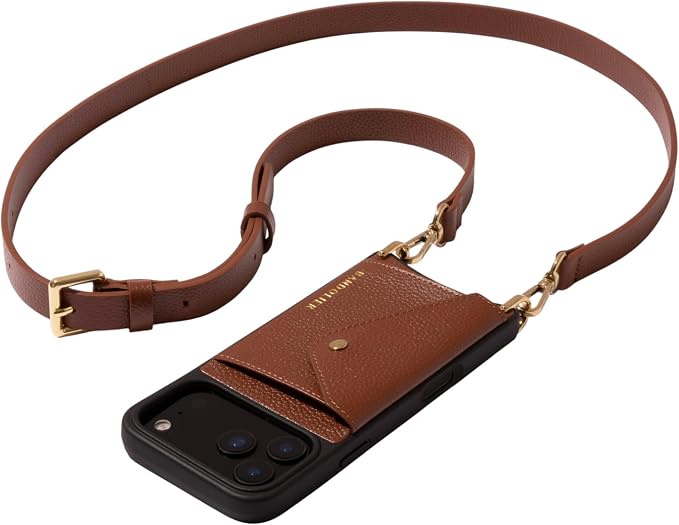Bandolier Hailey Leather Crossbody Phone Case iPhone 16 Pro- Cognac
