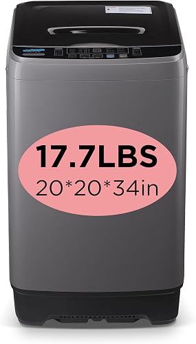 Full Automatic Washing Machine with LED Display, 17.7 lbs Washer Drain Pump, 10 Programs & 8 Water Levels Selections, Ideal for Apartment, Dorm, Grey