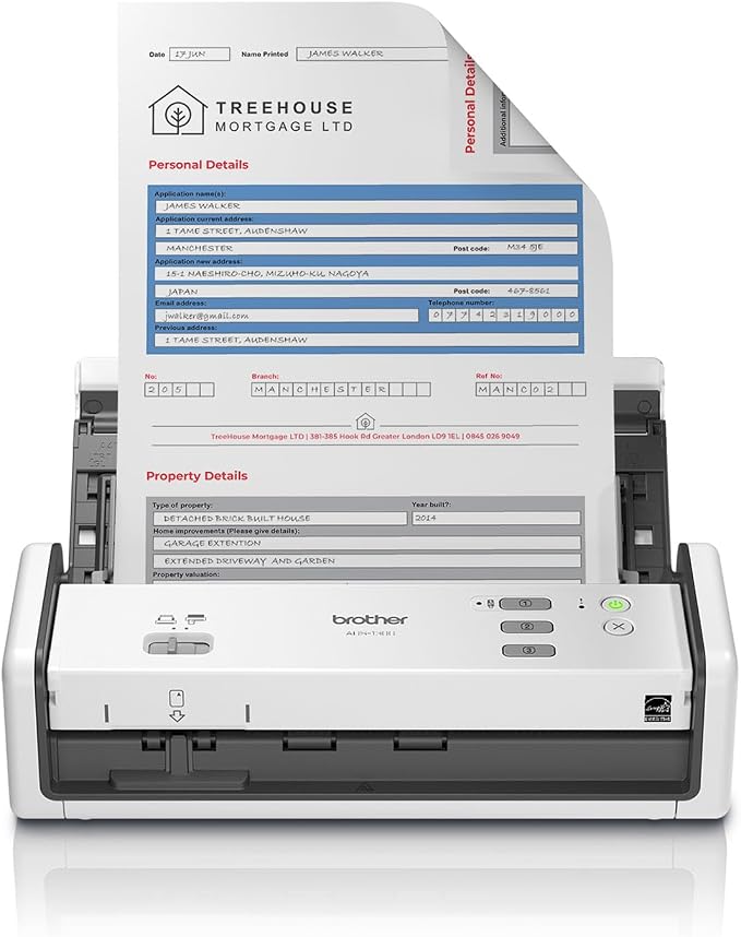 Brother ADS-1300 Compact Desktop Scanner | Scan Speeds of Up to 30ppm | Single Pass Double-Sided Scanning | Duplex scanning, 30 ppm scanning