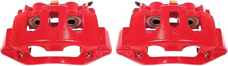 PowerStop Rear Red Powder Coated Brake Caliper Pair for Chevrolet Silverado 2500 HD 2011-19 |Silverado 3500 HD 2011-19 |Suburban 3500 HD 2016-19 - High-Temp Brake Caliper Upgrade, S5306