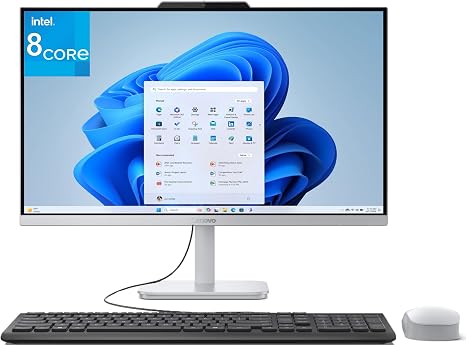 Lenovo 23.8" i3-N305 16GB 512GB SSD All-in-One Desktop Computer | FHD AIO Display, WiFi 6, Bluetooth 5.2, Windows 11, Lifetime Office 365 for Web, White, Home Office