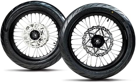 Ultra Bee Supermoto Wheel Kit for Sur-Ron, 17 Inch Front and Rear Rims with Tires, Street Performance Upgrade