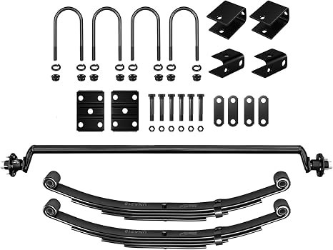 dreamdragon 3500 lb Trailer Drop Axle Suspension Kit with Hubs - Leaf Springs, Hanger, U-Bolt kit (73'' Hubface/4" Drop/ 5x4.5 Bolt Pattern)