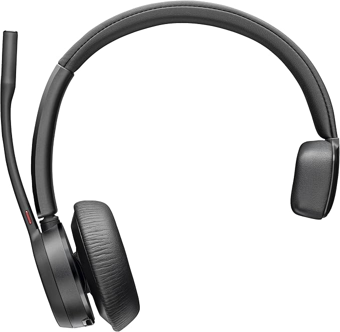 Poly - Voyager 4310 UC Wireless Headset + Charge Stand (Plantronics) - Single-Ear Headset w/Mic - Connect to PC/Mac via USB-C Bluetooth Adapter, Cell Phone via Bluetooth -Works with Teams, Zoom &More