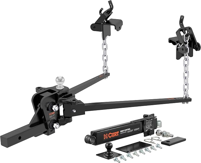 CURT 17422 Short Trunnion Bar Weight Distribution Hitch with Sway Control, Up to 15,000 lbs., 2-Inch Shank, 2-5/16-Inch Ball