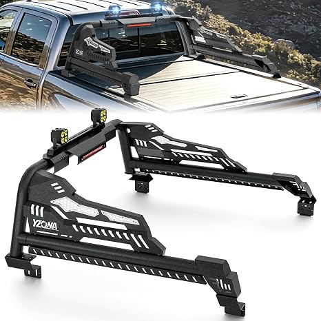 Sport Roll Bar for Pickup Trucks, Adjustable 56"-64" Bed Chase Rack w/LED Lights Compatible with Silverado/Sierra 1500, Toyota Tundra, Nissan Titan/Frontier, Jeep Gladiator, F-150